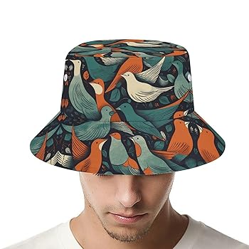 Foldable Oversized Adult Bucket Hat,Flock of Birds Print